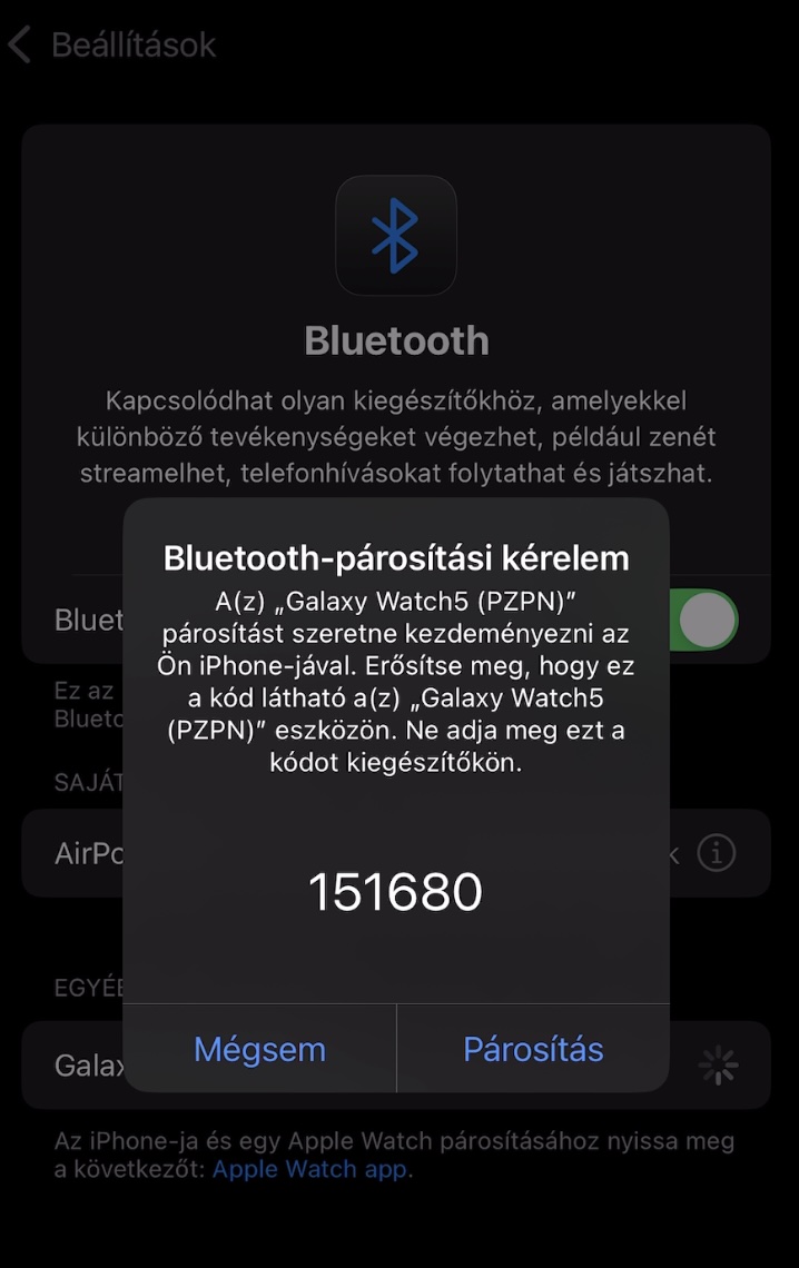 Óra csatlakoztatása az iPhone-hoz